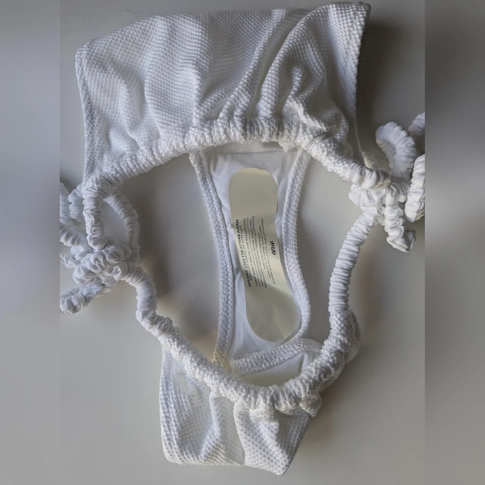 Aerie White Textured Bikini Bottom